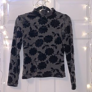 Vintage Gray Sheer Floral Top